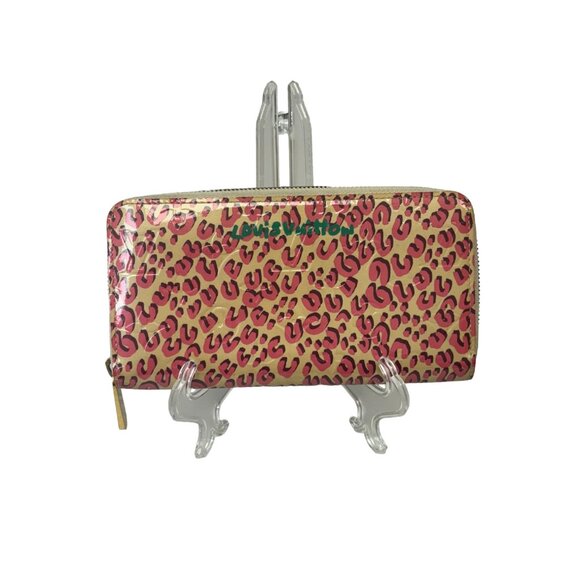 Louis Vuitton Limited Edition Blanc Corail Monogram Vernis Leopard Zippy Wallet - Picture 1 of 9